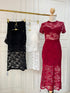 Women Padded Lace Tops With Side Slit Skirts